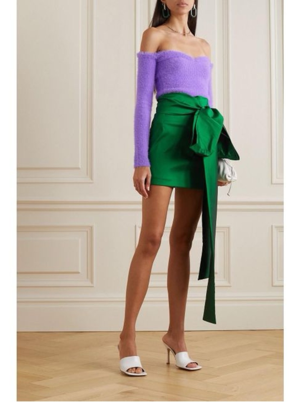 Green Tie-Waist Mini Skirt